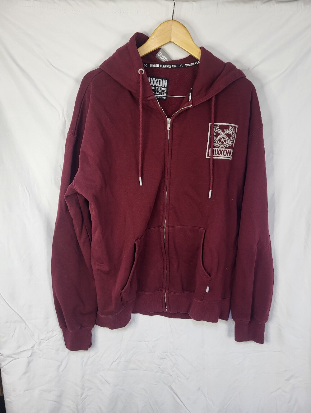 Dixxon Flannel Co Ground Up Customs Ladies Zip Hoodie Womens Size 2 XL Burgundy